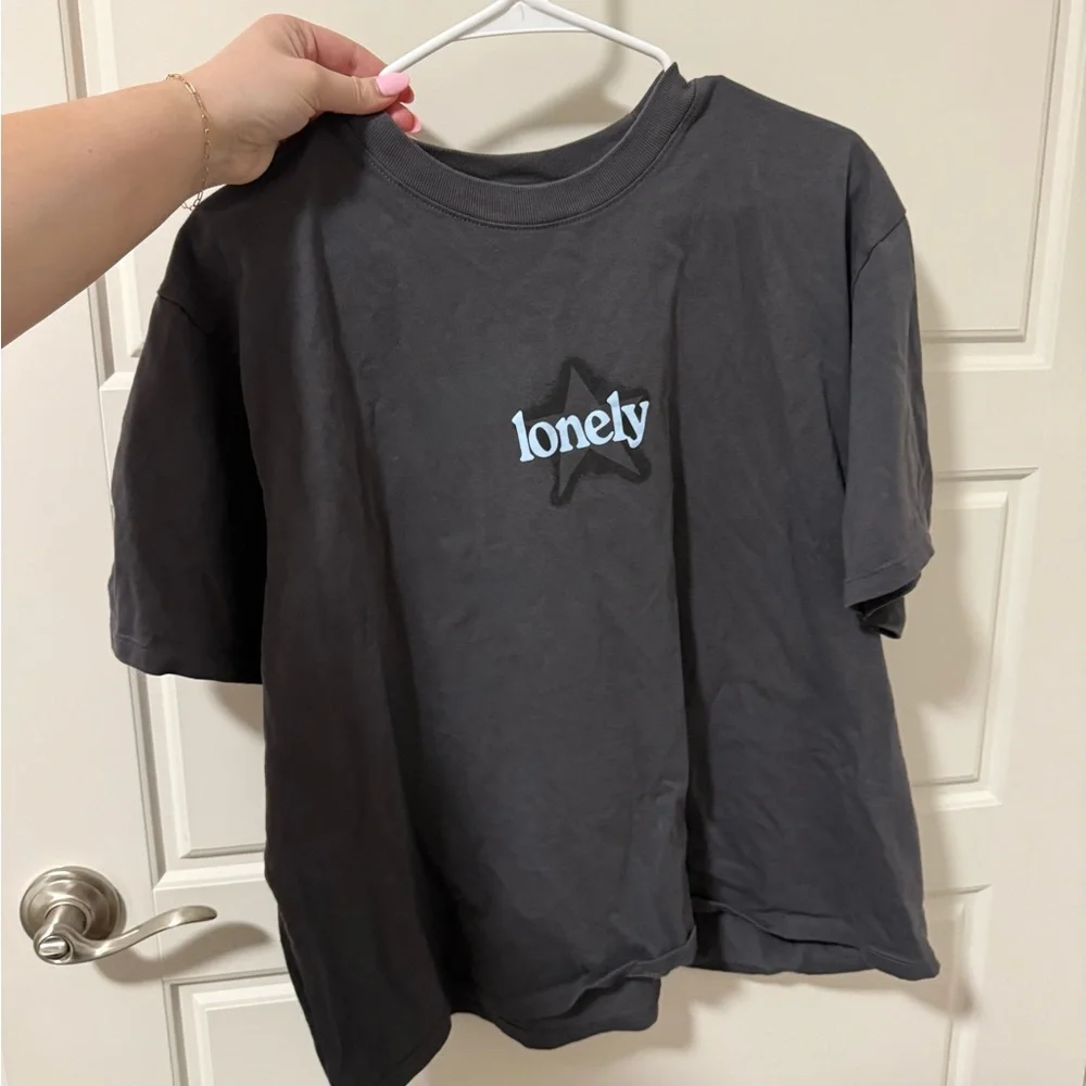 LONELY GHOST Gray Short Sleeve Tee Casual Cotton - Picture 1 of 3
